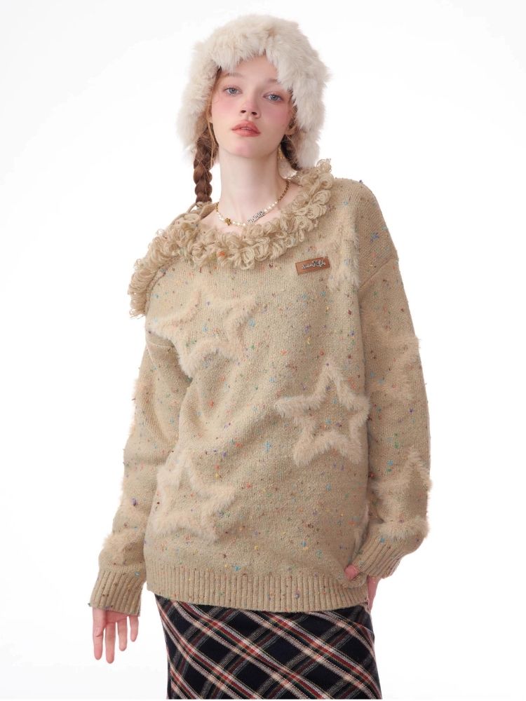 Wool stars strapless thick sweater