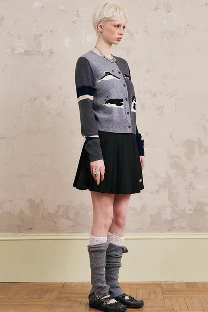 Lace-Up Collar Sweater Set-Up