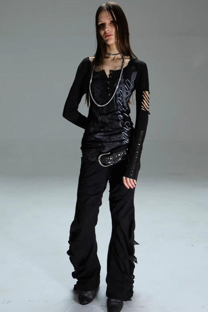 Ripped Punk Printed Sweater