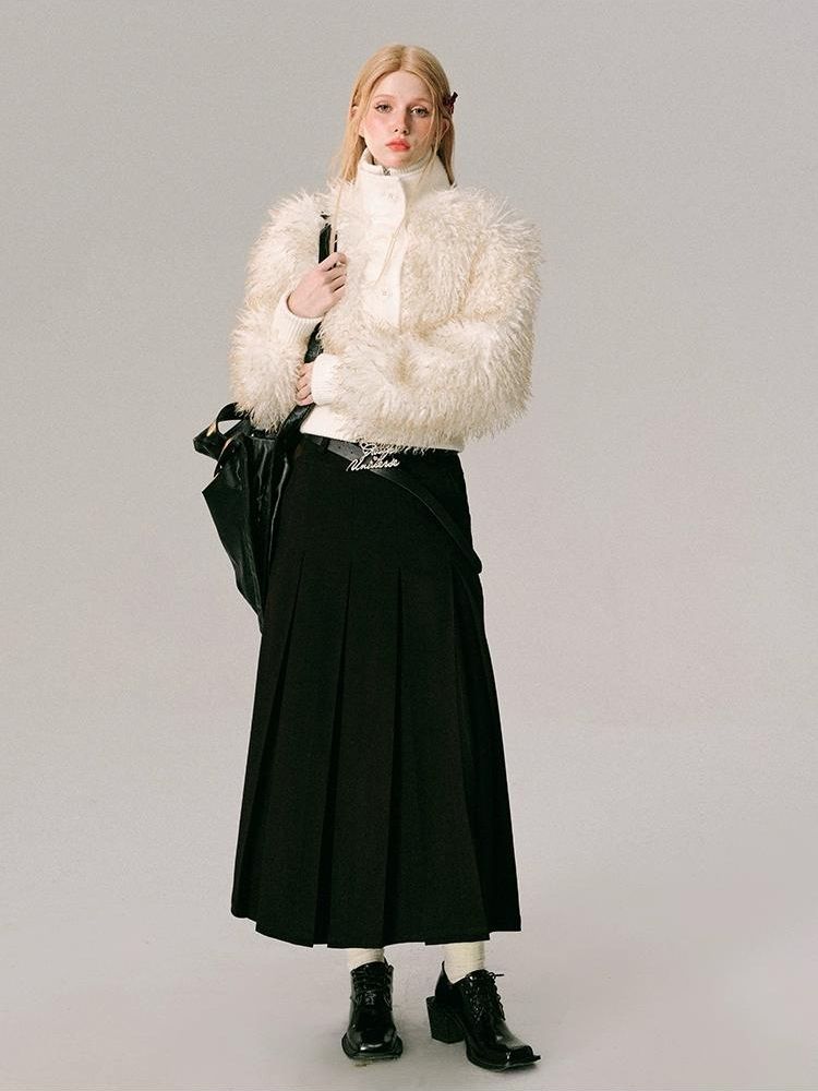 Fur Beach Wool Coat