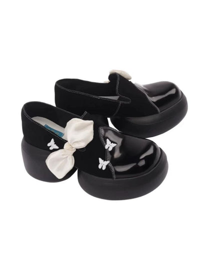 Side Ribbon Butterfly Platform Loafers