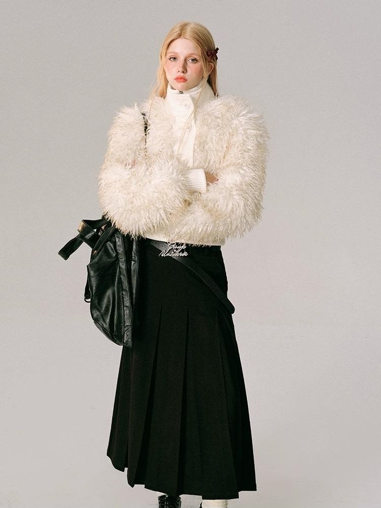 Fur Beach Wool Coat