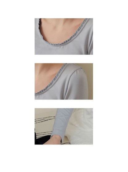 Big U Neck Lace Long Sleeve Top