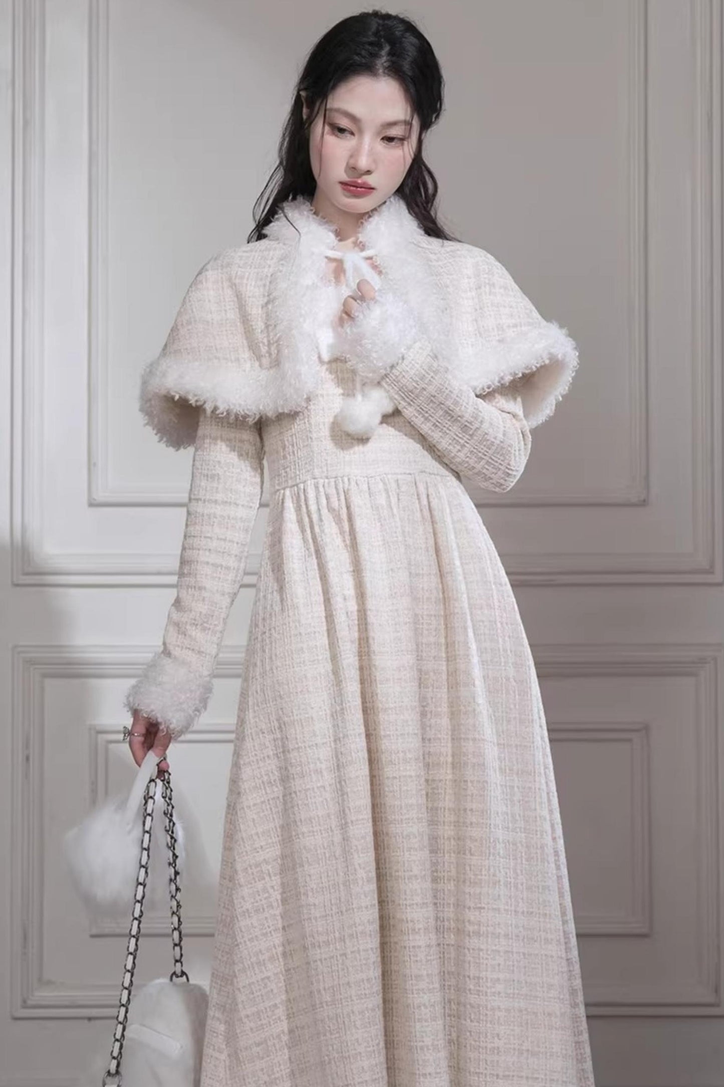 Vanilla Samt Tweed Kleid Set