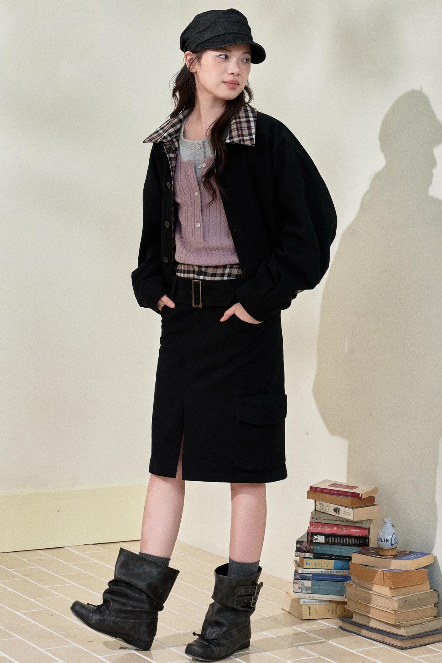 블랙 체크 양면 스포츠 재킷 셋업