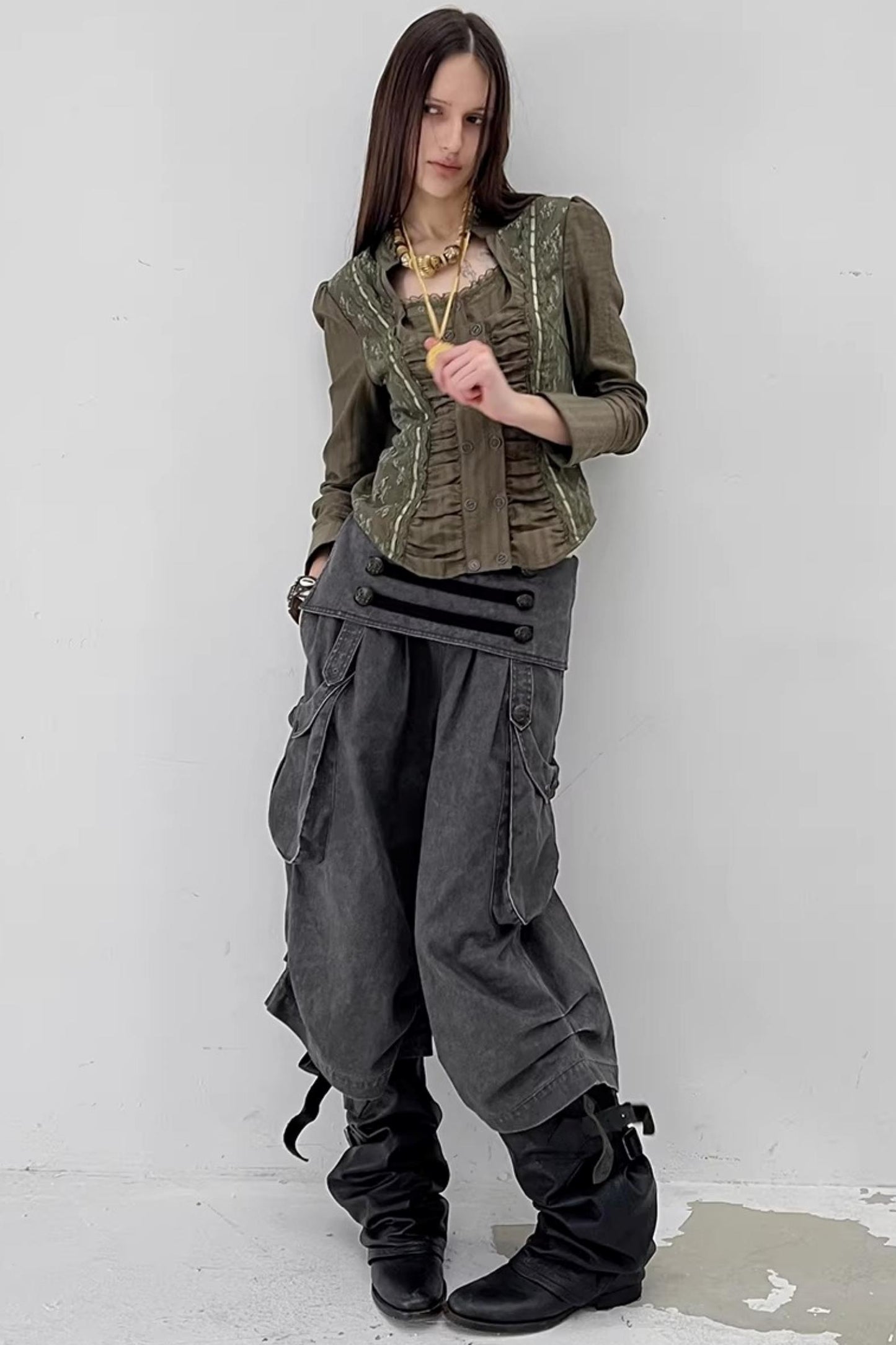 Retro Low-Waist Cargo Pants