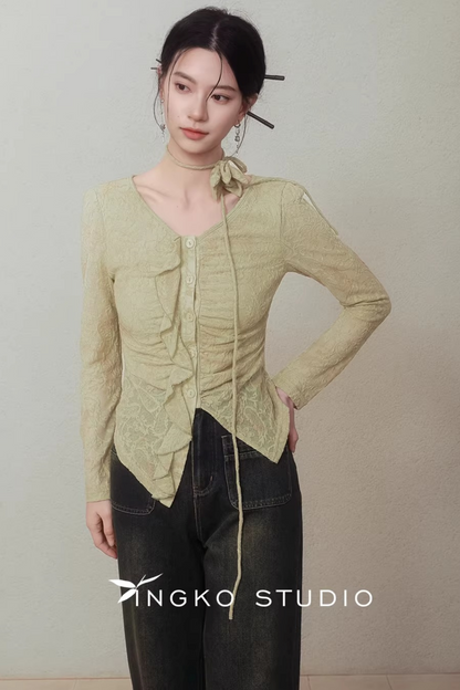 Spring Bud Green Floral Top