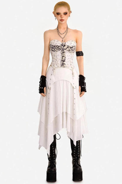 Patchwork Irregular A-Line Skirt