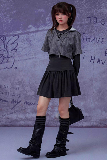 Gray Star Cat Ear Dress Set