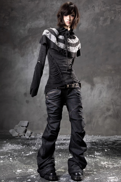 Double Waistband Denim Pants