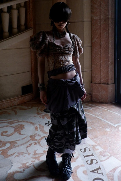 Patchwork Sheer Bud Strap Top