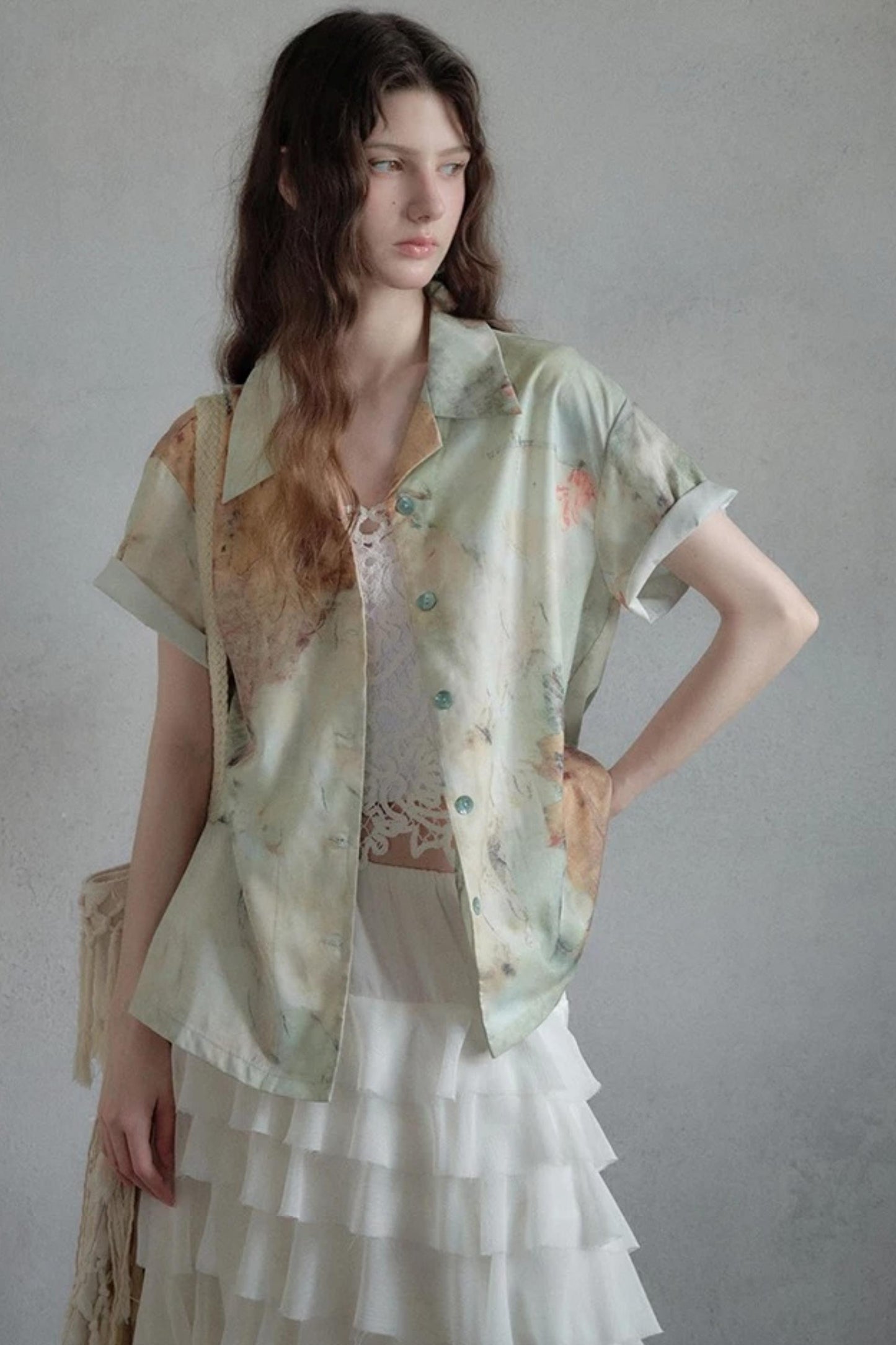 Retro Art Cuban Collar Shirt