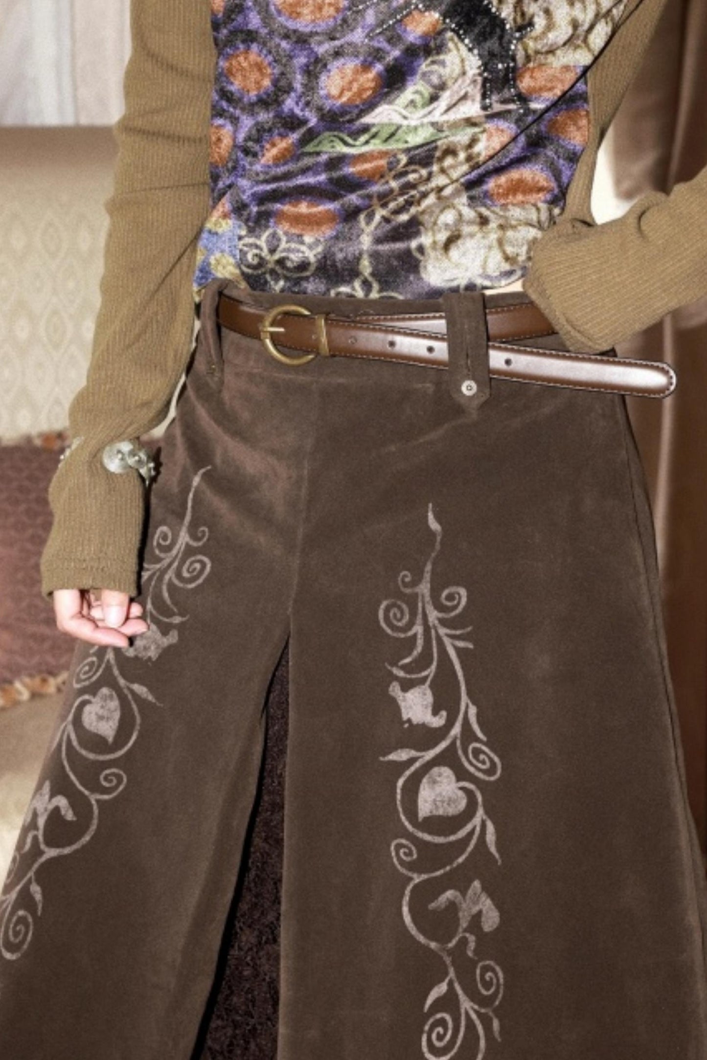 Iris Shadow Suede Lace Skirt