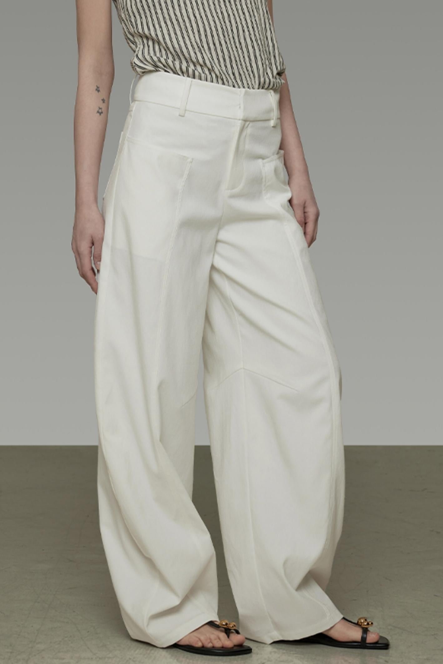 Sickle Arc High-Waisted Wide-Leg Pants