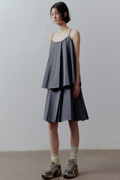 Midnight Blue Pleated Skirt Set-Up