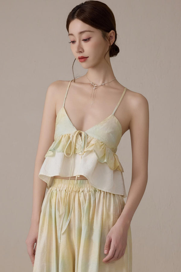 Romantic V-Neck Color Block Top