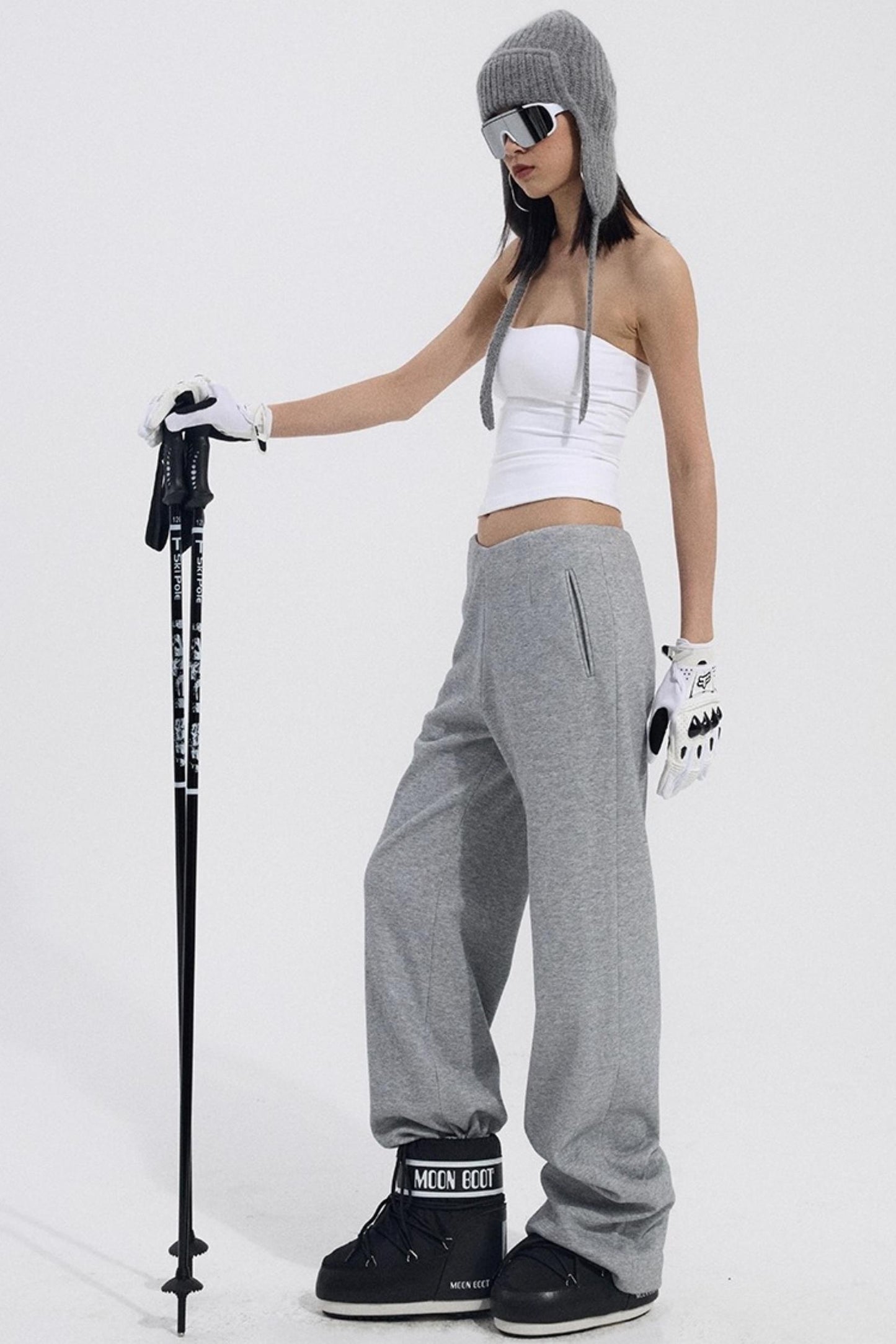Solid V-Waist Fleece Pants