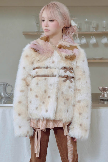Brown Polka Dot Fur Coat