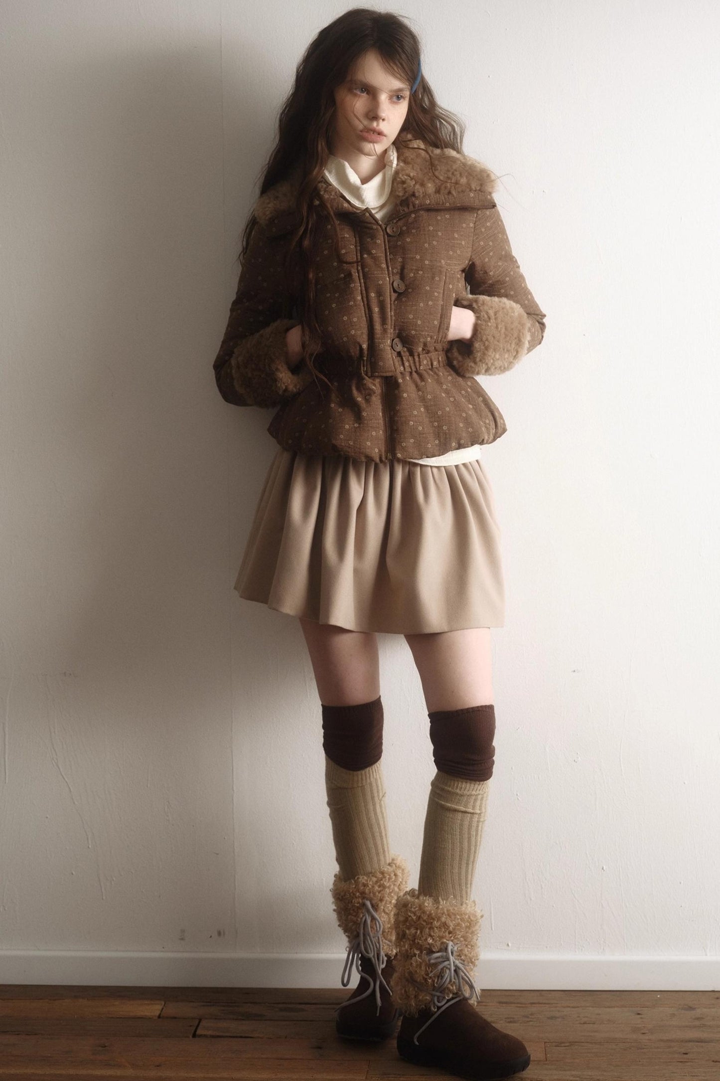 Retro Floral Down Jacket Set-Up