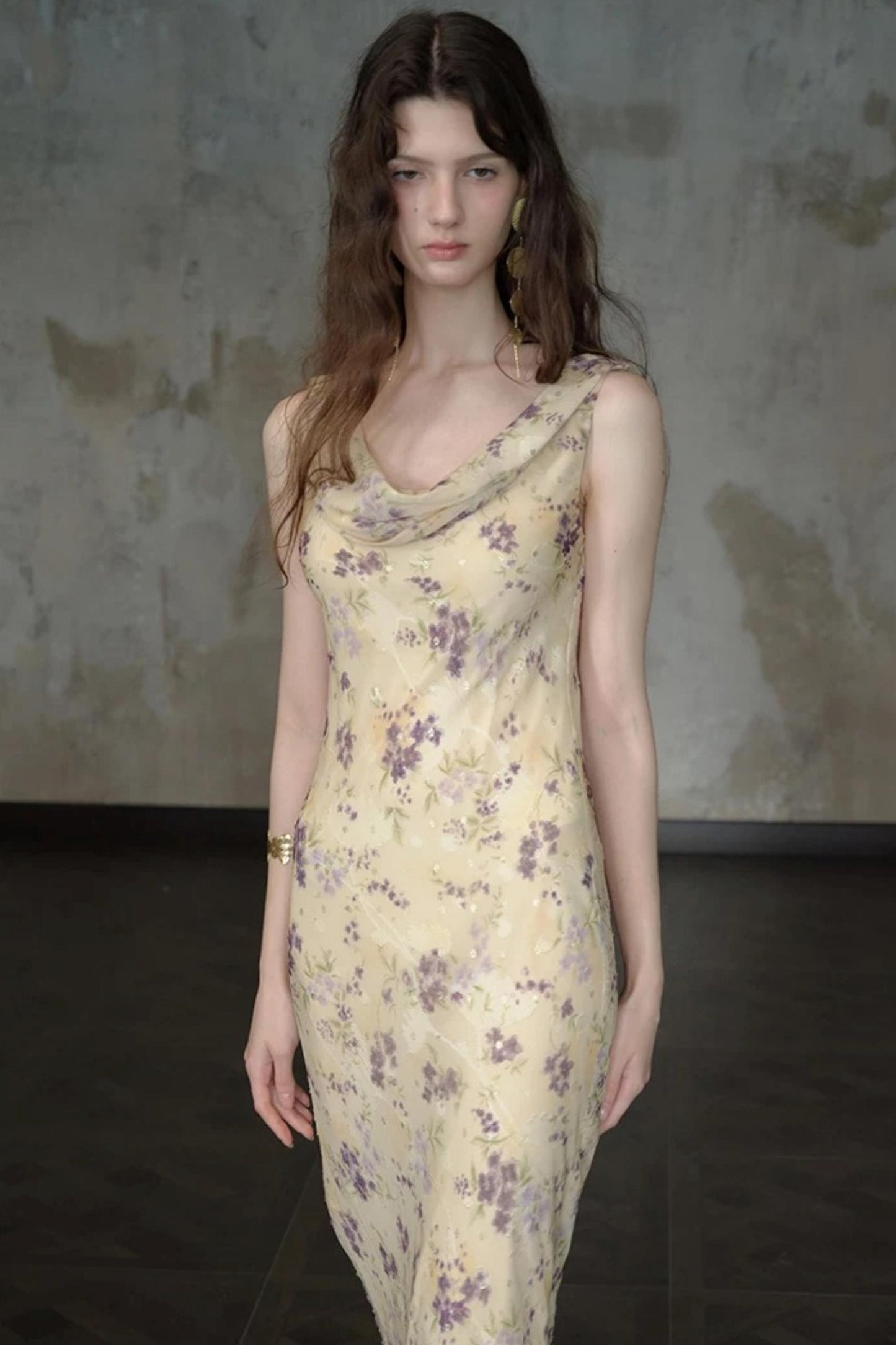 Burnt Floral Jacquard Dress