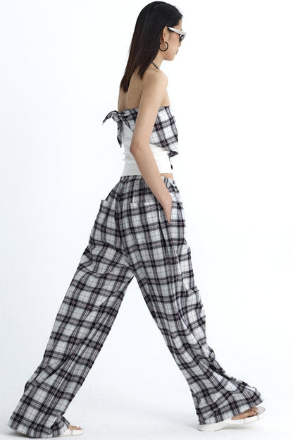 Plaid Wide-Leg Pants