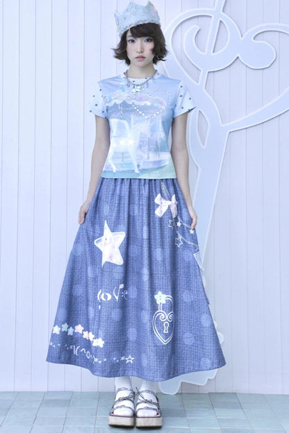 Aquablaues Einhorn-Strass-Oberteil