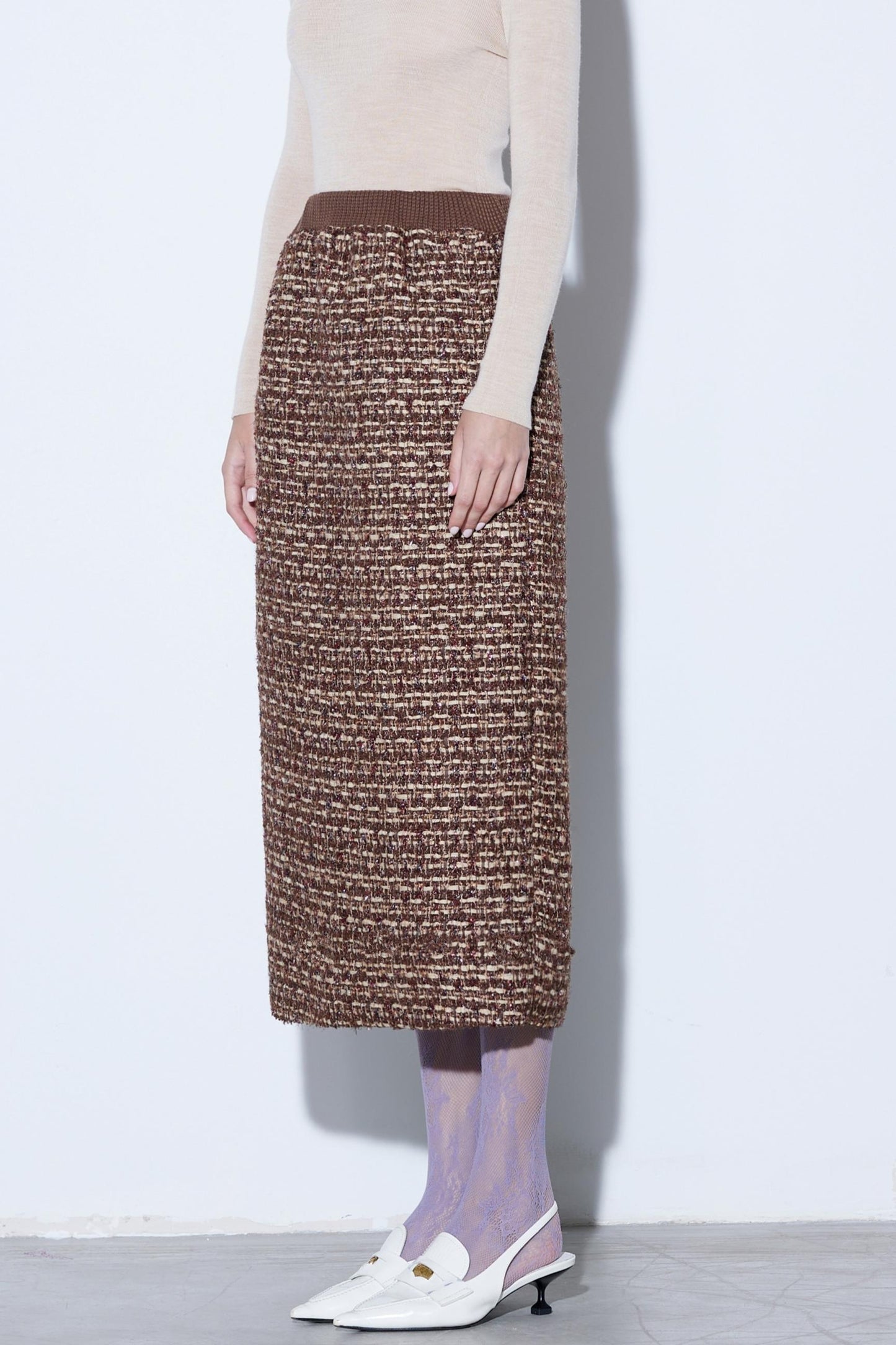 Silk Tweed Patchwork Skirt Set-Up