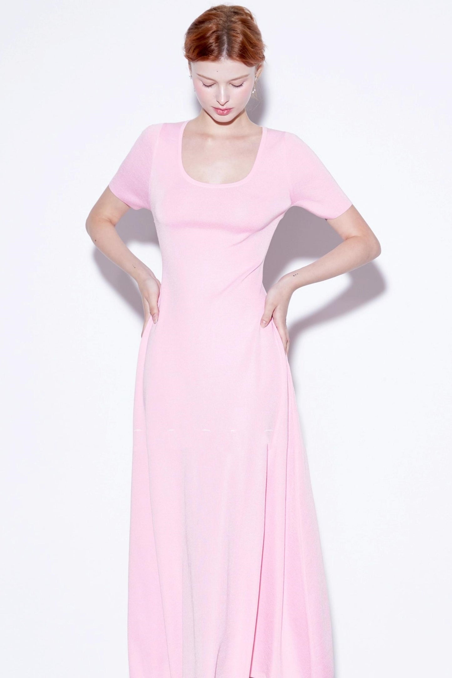 Silk U-neck Knit Dress