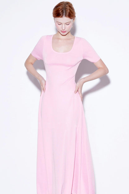 Silk U-neck Knit Dress