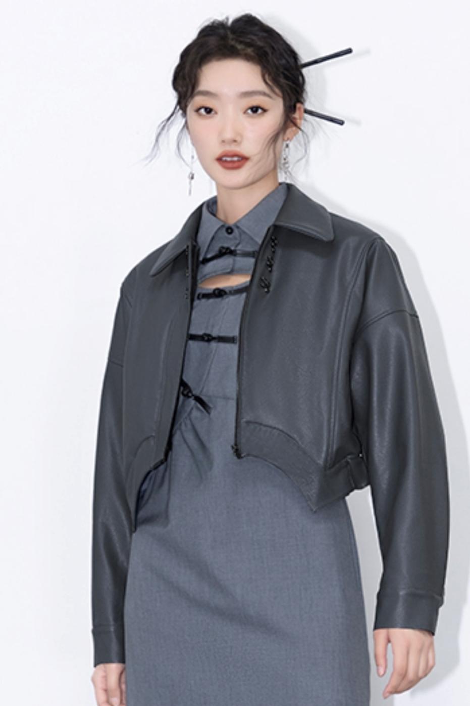 Irregular Gray Biker Jacket