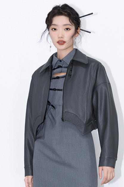 Irregular Gray Biker Jacket