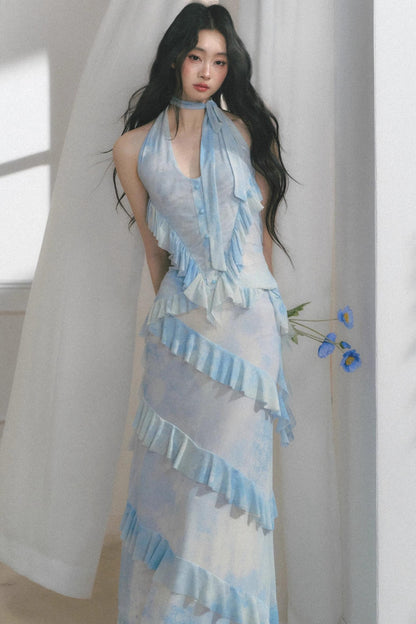 Sea Mint Halter Skirt Set-Up