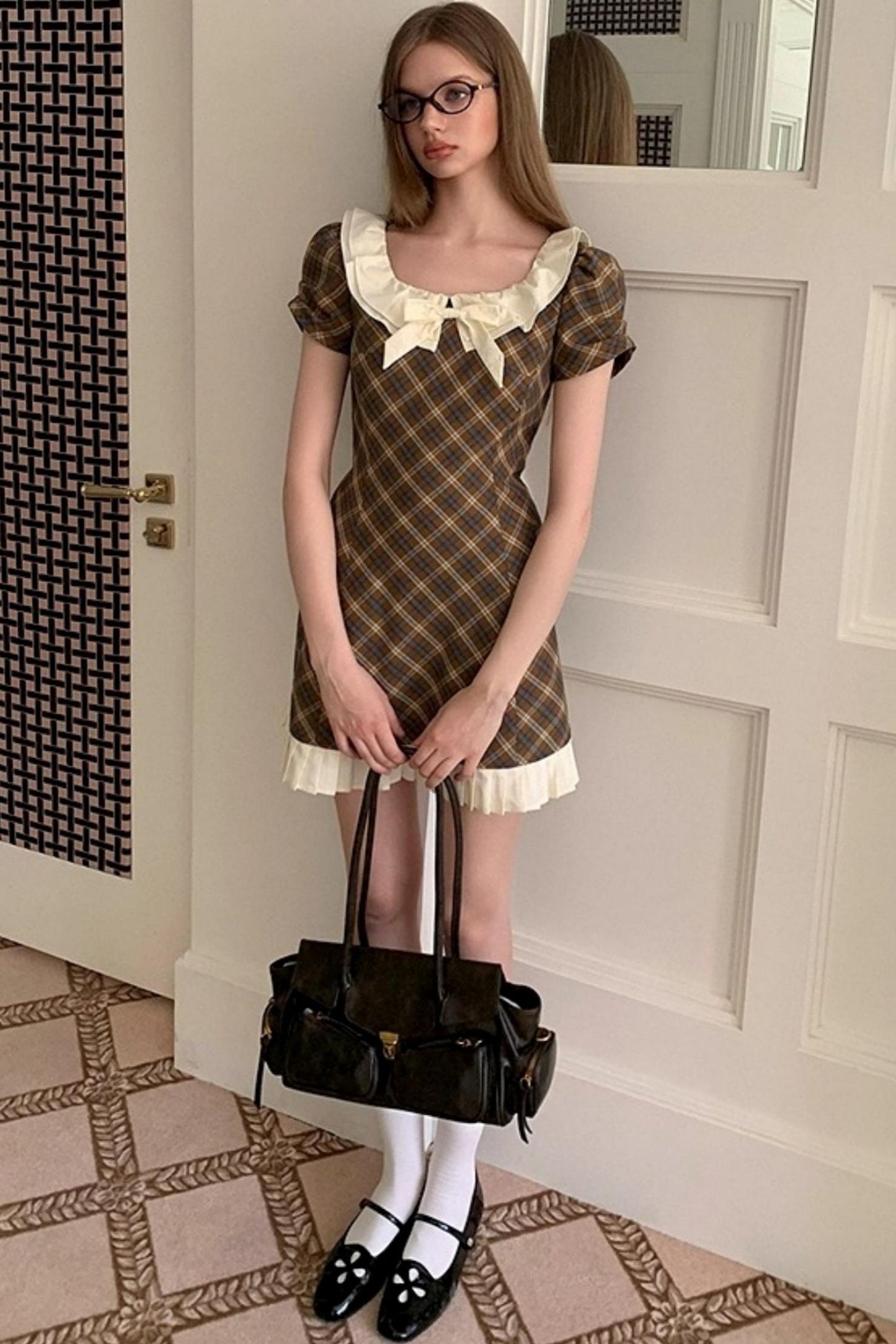 Check A-Line Waist Dress