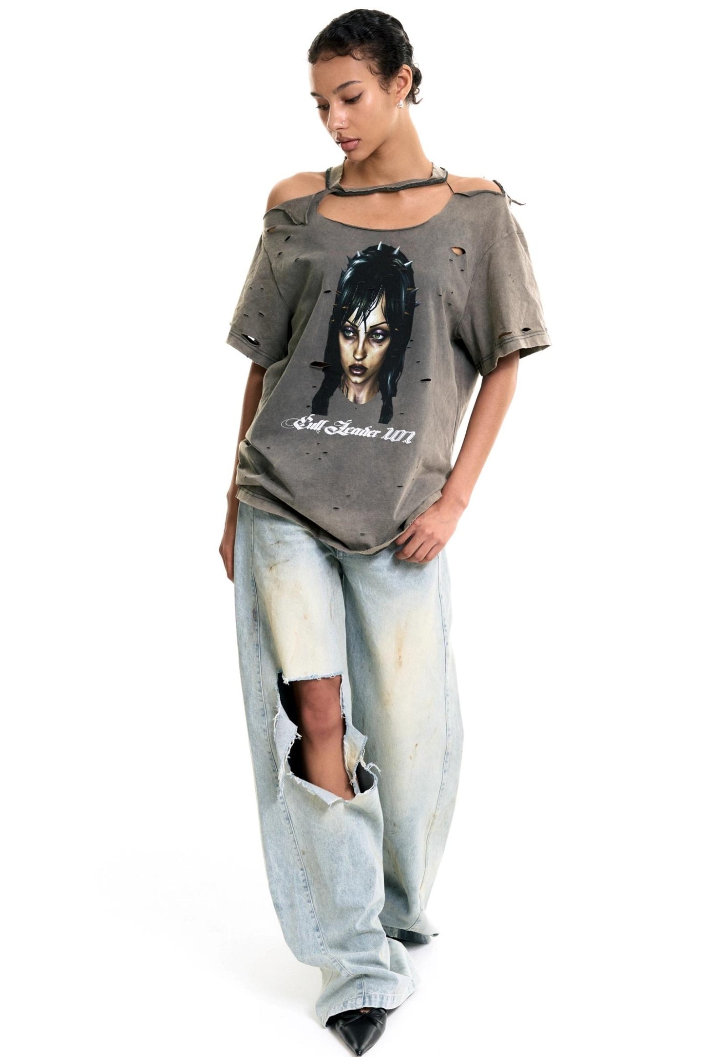Spoiled Aesthetic Distressed Baggy T-shirt