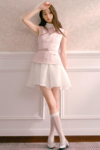 Pink Satin Puffy Daughter Dress