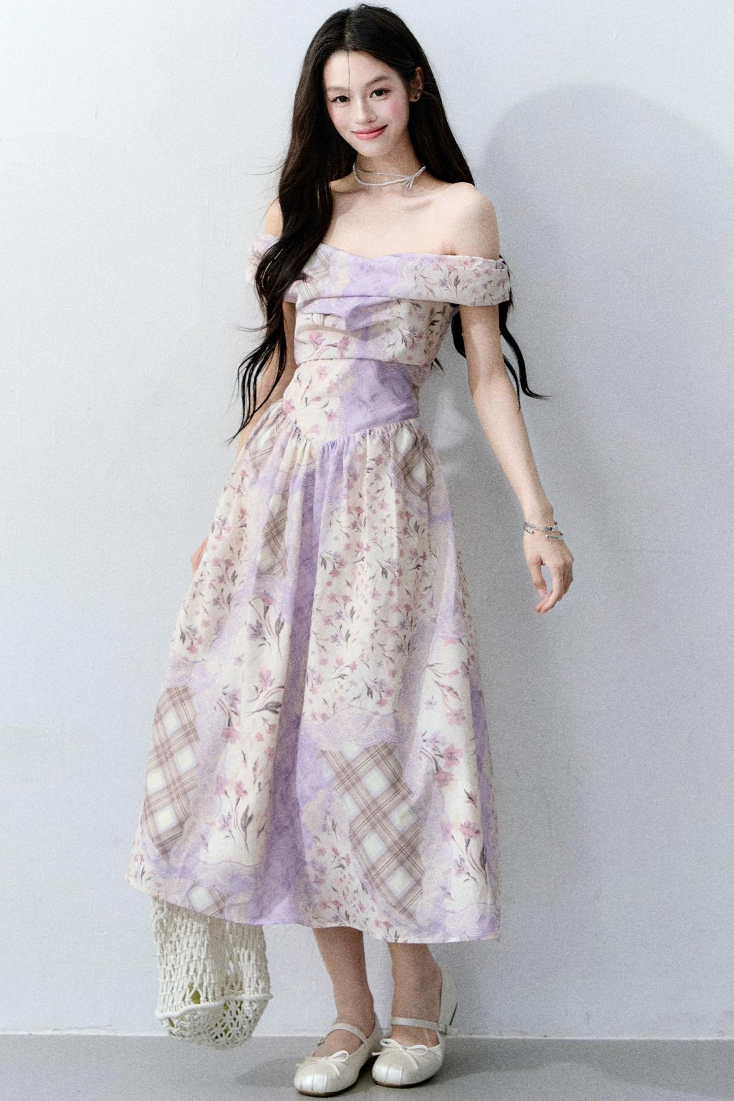 Purple Mist Off-Shoulder Dress