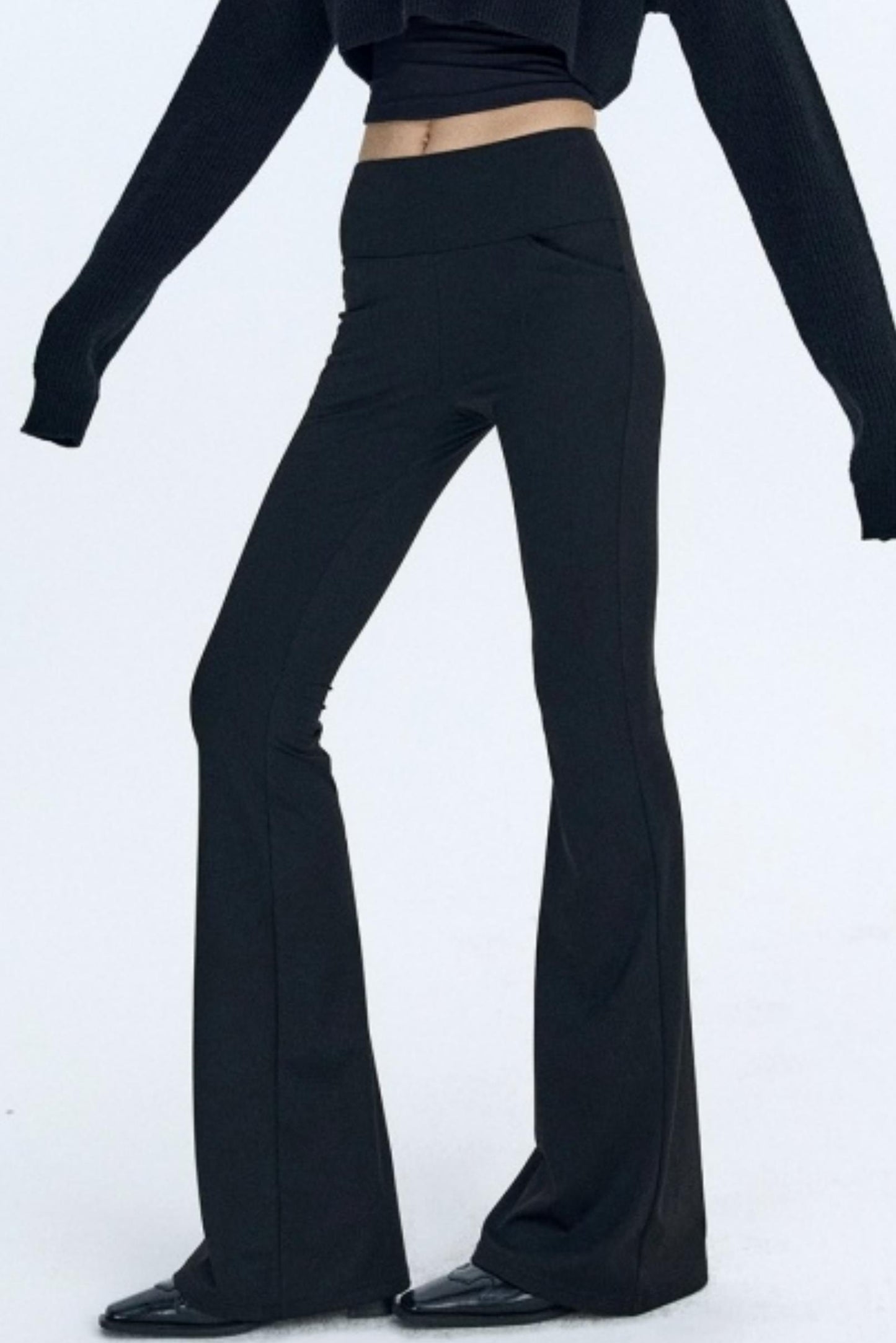 Black Fleece Flared Pants
