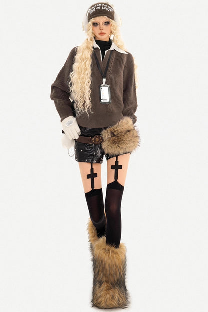 Cable Knit V-Neck Sweater