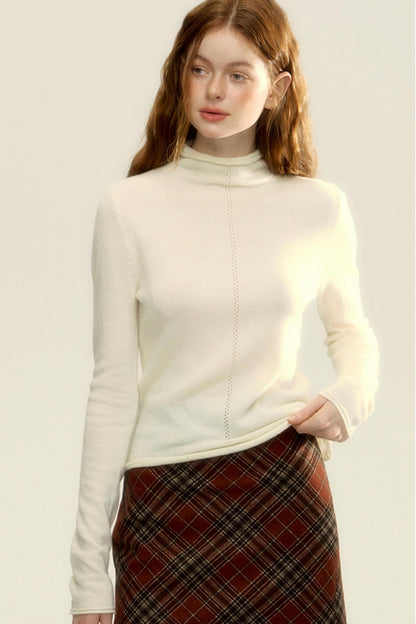 Vintage Wool Mid-Neck Slim Knit Shirt