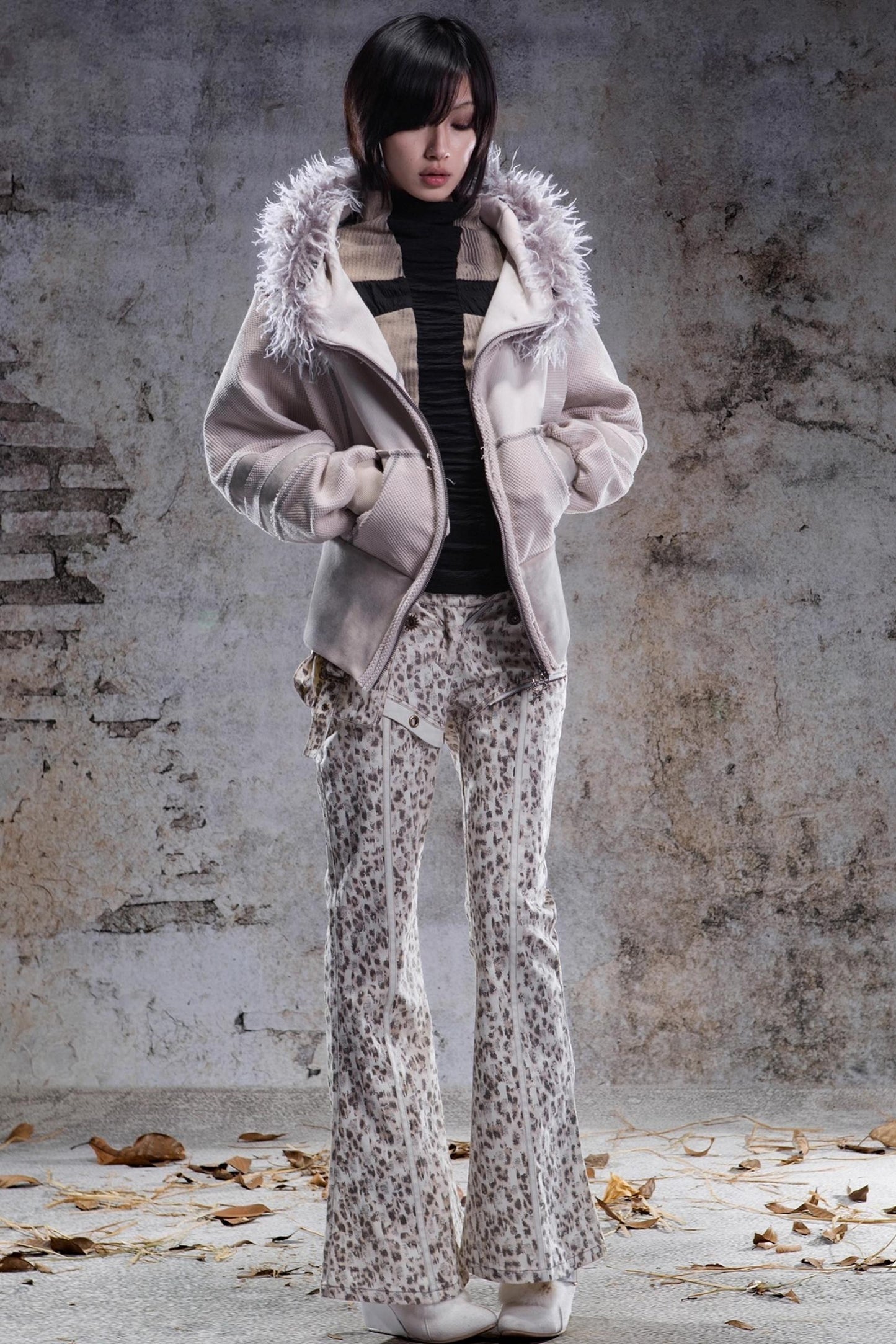 Vintage Lantern Sleeve Hooded Jacket