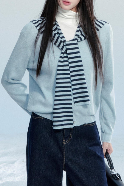 Striped Knitted Shawl Top