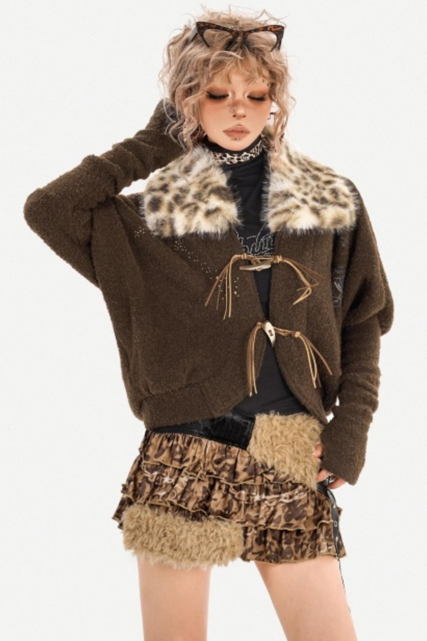 Retro Patchwork Fur Collar Jacket