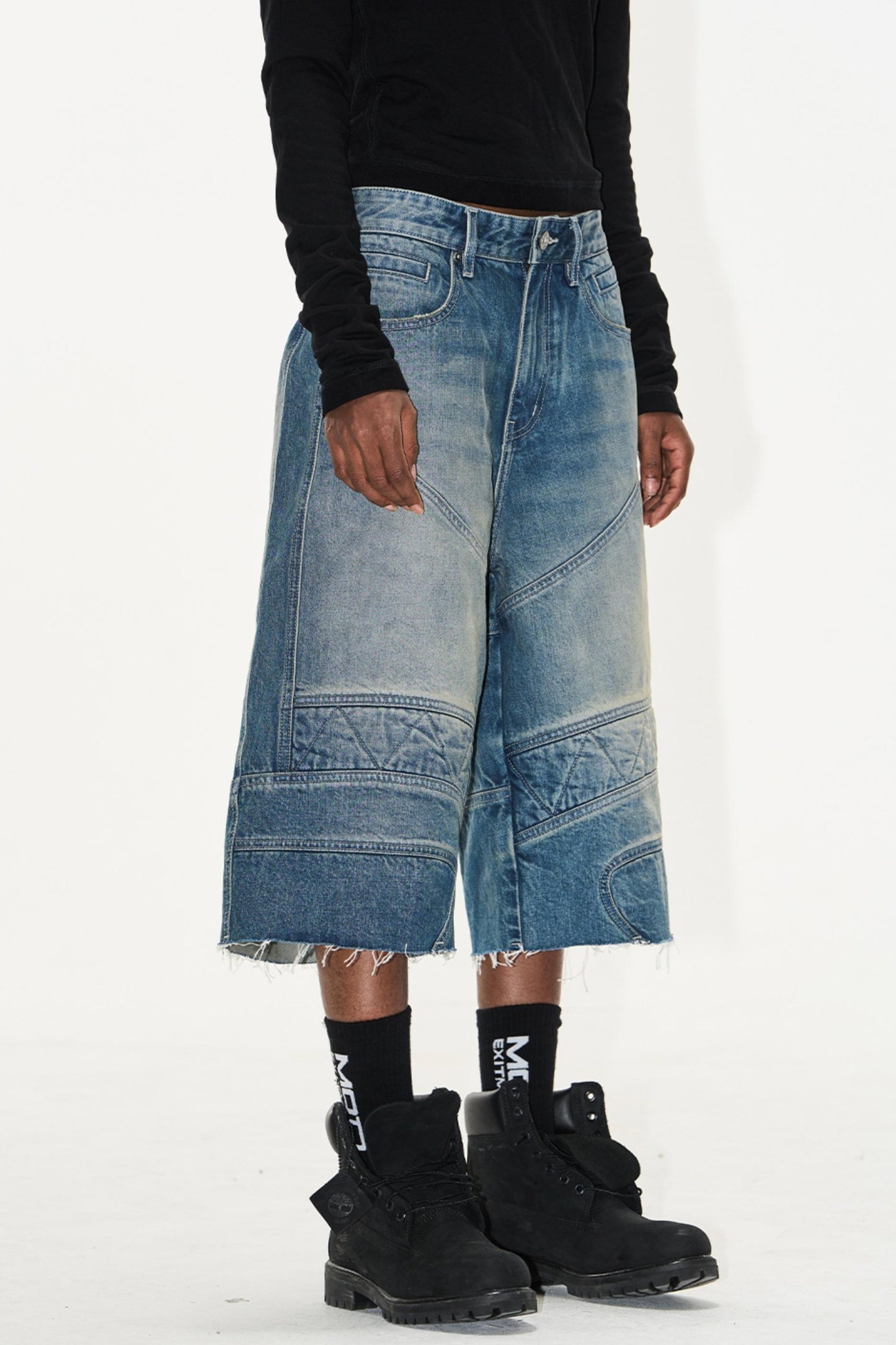 Distressed Raw-Hem Shorts