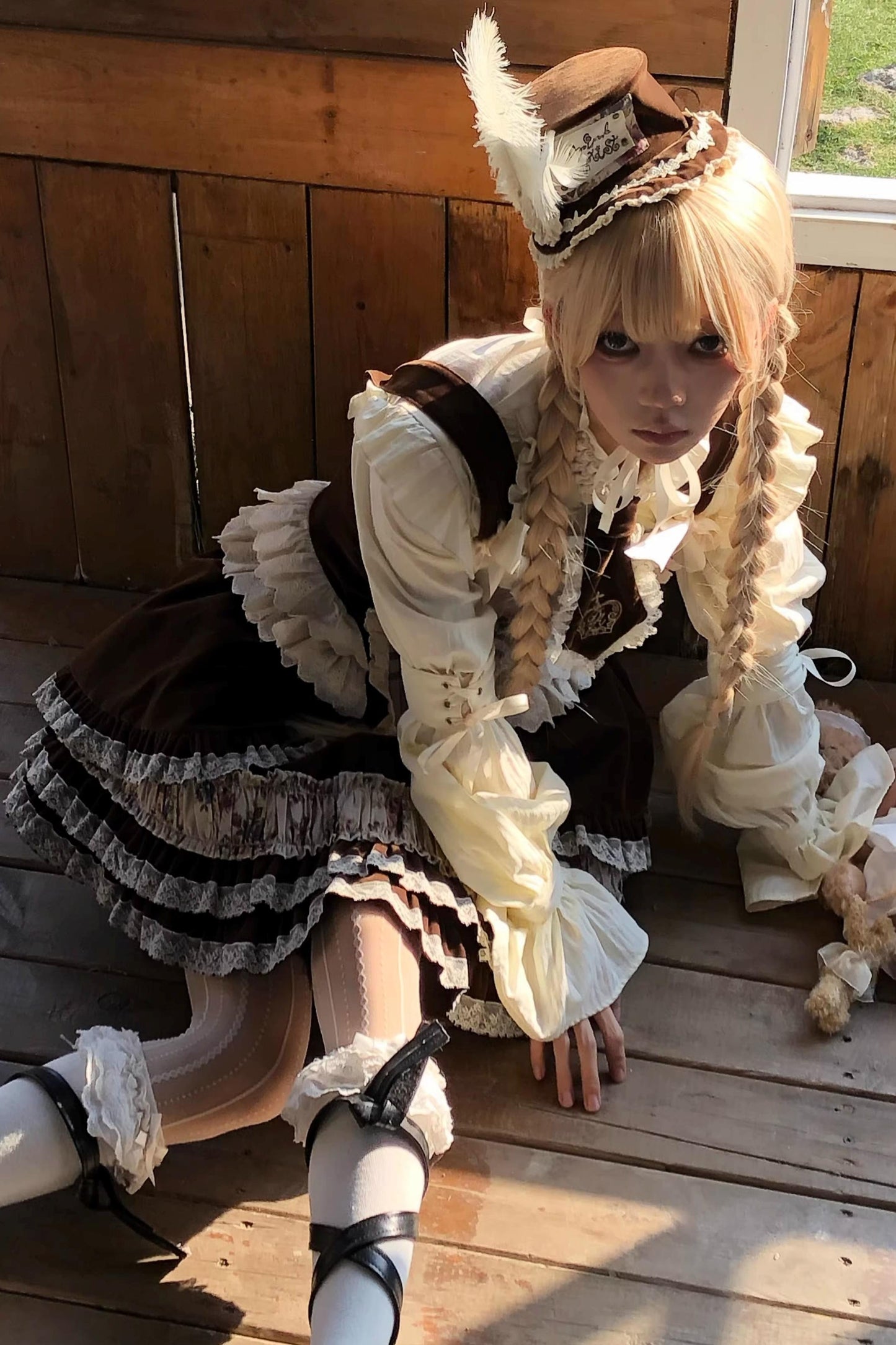 Bone Print Velvet Corset Vest