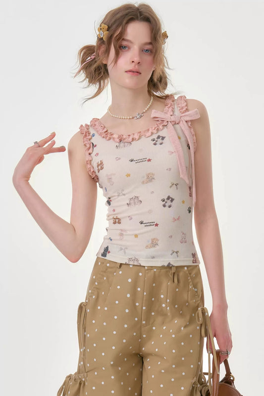 Playful Ruffled Apricot Camisole
