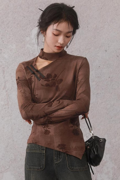 Chinese Style Brown Base Layer Top