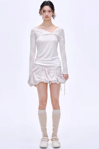 Asymmetrical Wool Blend Blouse