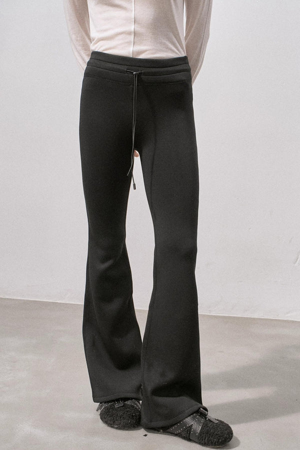 Black Micro-Stretch Flared Pants