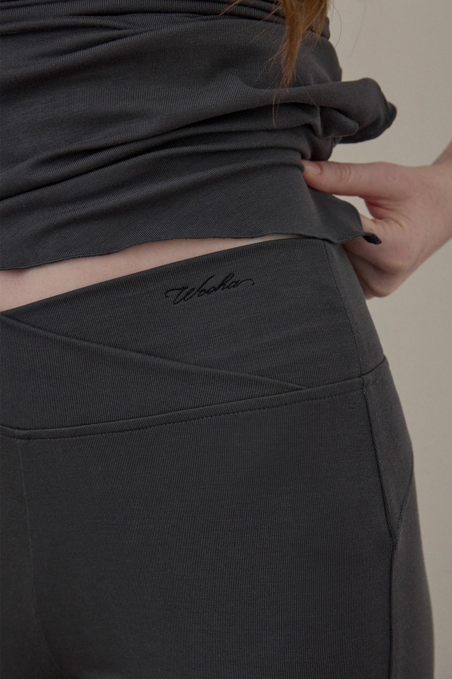 Folded Waist Slim Yoga Slacks