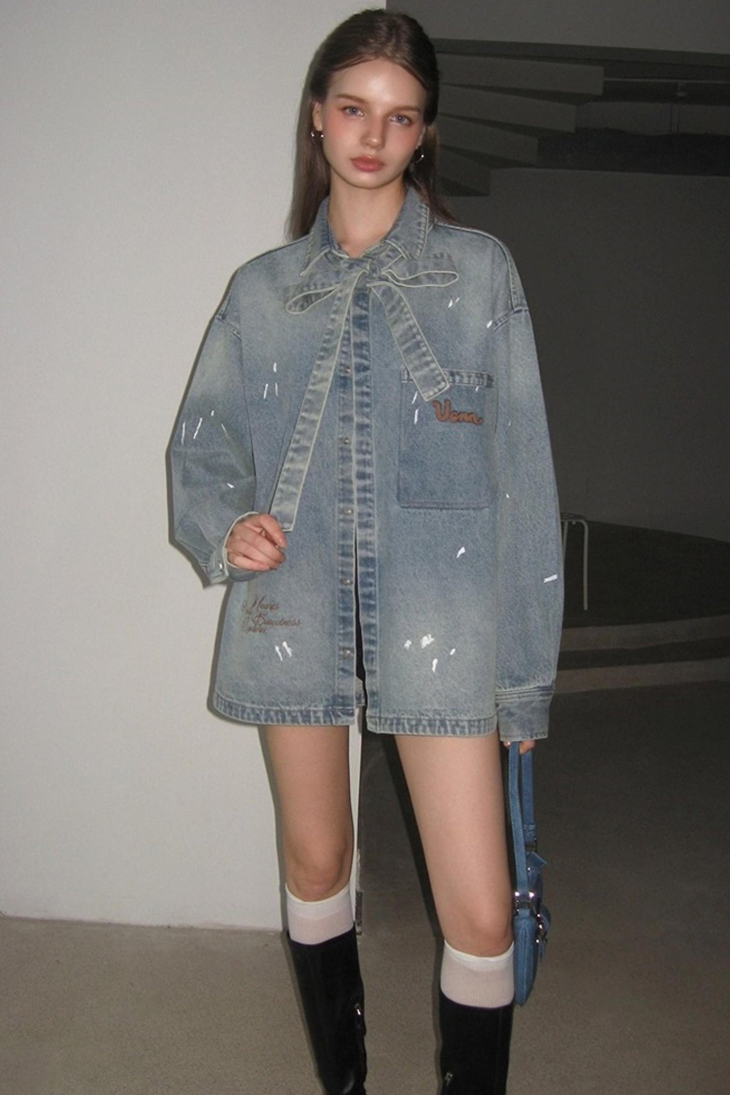 Washed Distressed Loose Denim Jacket